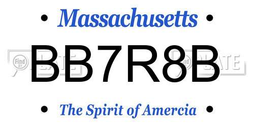 BB7R8B Massachusetts License Plate