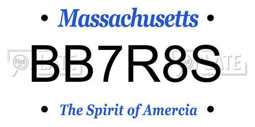 BB7R8S Massachusetts License Plate
