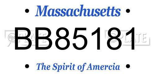 BB85181 Massachusetts License Plate