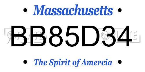 BB85D34 Massachusetts License Plate