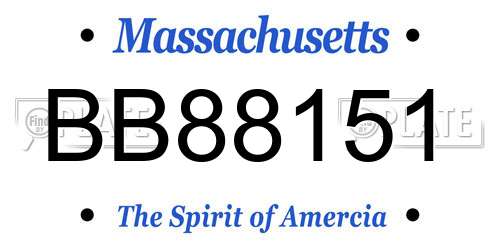 BB88151 Massachusetts License Plate