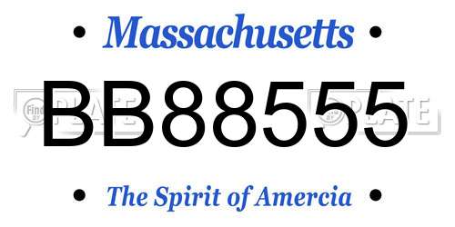 BB88555 Massachusetts License Plate