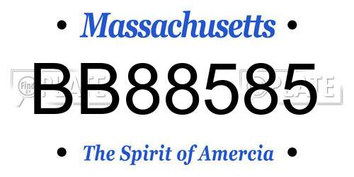 BB88585 Massachusetts License Plate