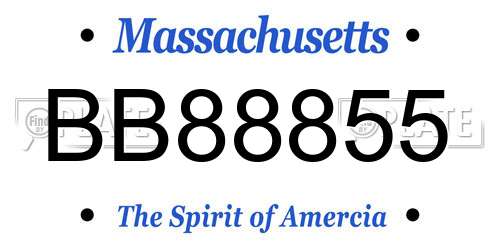 BB88855 Massachusetts License Plate