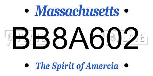 BB8A602 Massachusetts License Plate