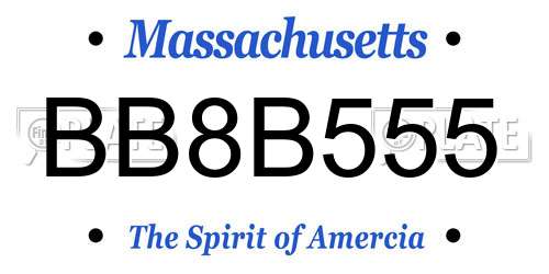 BB8B555 Massachusetts License Plate