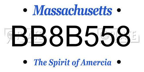 BB8B558 Massachusetts License Plate