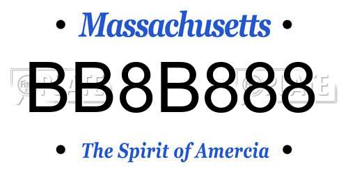 BB8B888 Massachusetts License Plate