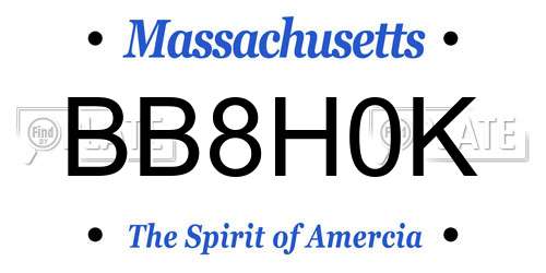 BB8H0K Massachusetts License Plate