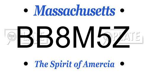 BB8M5Z Massachusetts License Plate