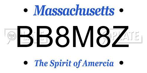 BB8M8Z Massachusetts License Plate