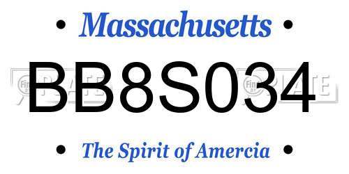 BB8S034 Massachusetts License Plate