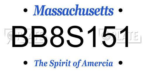 BB8S151 Massachusetts License Plate