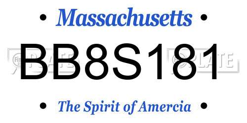 BB8S181 Massachusetts License Plate