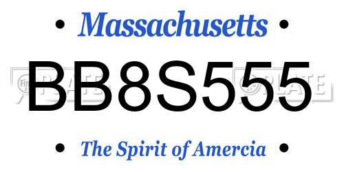BB8S555 Massachusetts License Plate