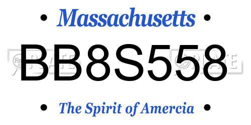 BB8S558 Massachusetts License Plate