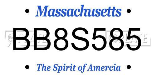 BB8S585 Massachusetts License Plate
