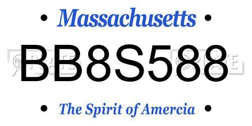BB8S588 Massachusetts License Plate