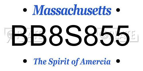 BB8S855 Massachusetts License Plate
