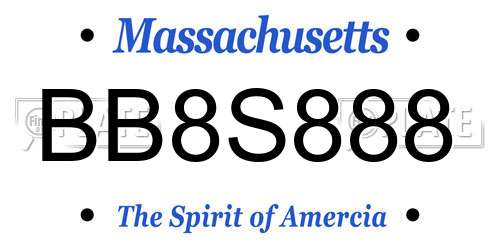 BB8S888 Massachusetts License Plate