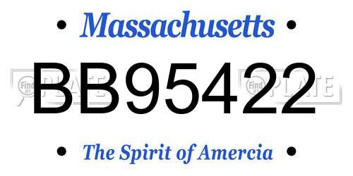 BB95422 Massachusetts License Plate