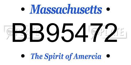 BB95472 Massachusetts License Plate