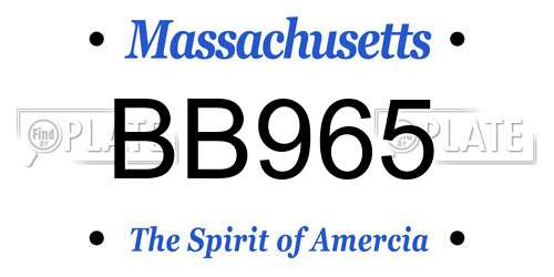 BB965 Massachusetts License Plate