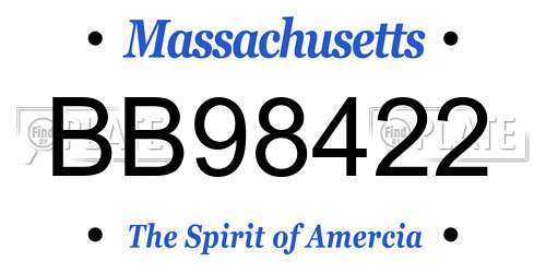 BB98422 Massachusetts License Plate