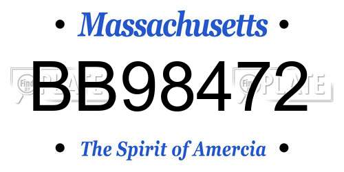 BB98472 Massachusetts License Plate