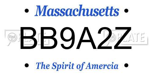 BB9A2Z Massachusetts License Plate