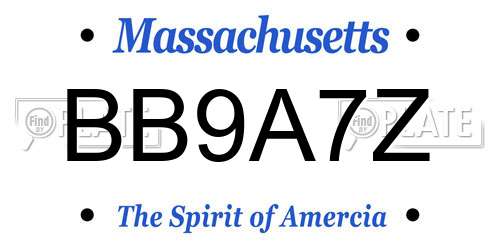 BB9A7Z Massachusetts License Plate