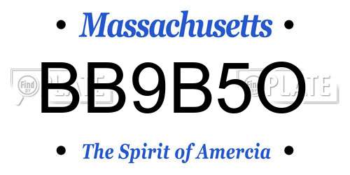 BB9B5O Massachusetts License Plate