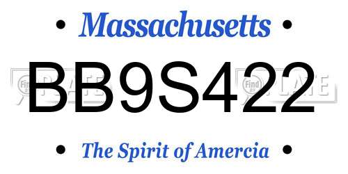 BB9S422 Massachusetts License Plate