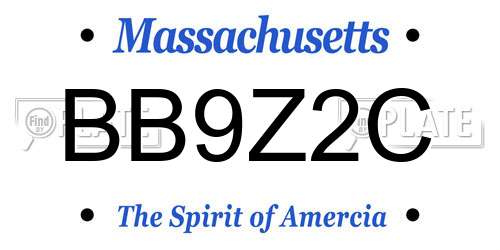 BB9Z2C Massachusetts License Plate