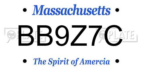 BB9Z7C Massachusetts License Plate
