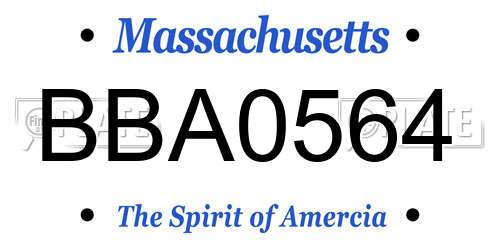 BBA0564 Massachusetts License Plate