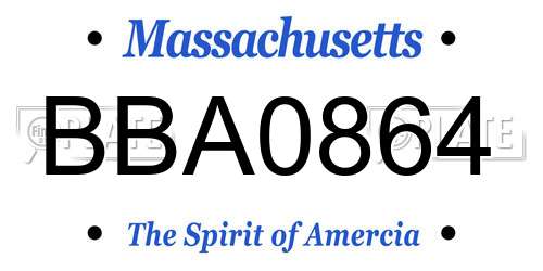 BBA0864 Massachusetts License Plate