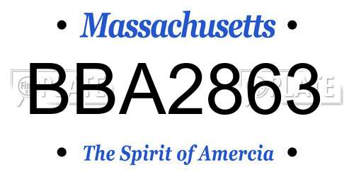 BBA2863 Massachusetts License Plate