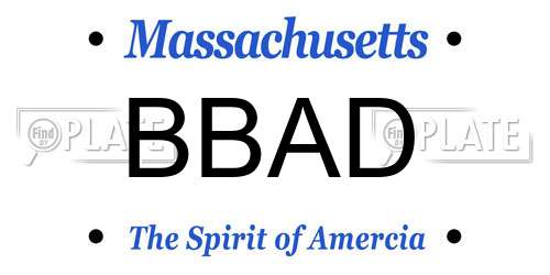 BBAD Massachusetts License Plate