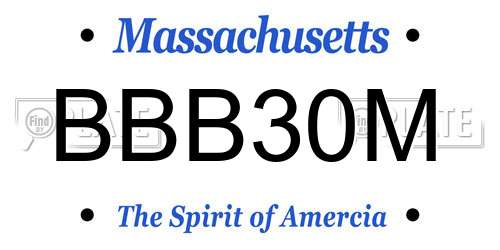 BBB30M Massachusetts License Plate