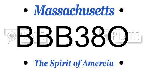 BBB38O Massachusetts License Plate