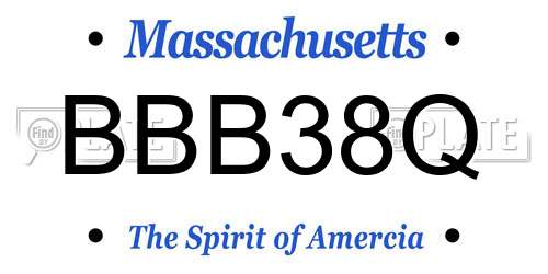BBB38Q Massachusetts License Plate
