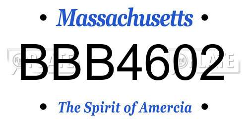 BBB4602 Massachusetts License Plate