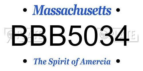BBB5034 Massachusetts License Plate