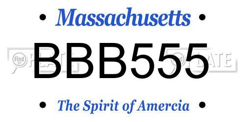 BBB555 Massachusetts License Plate