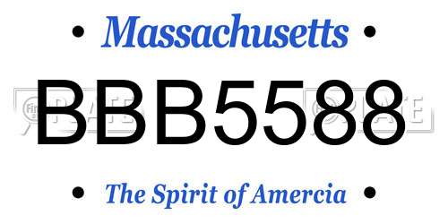 BBB5588 Massachusetts License Plate