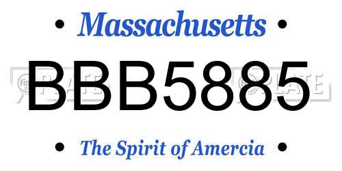 BBB5885 Massachusetts License Plate