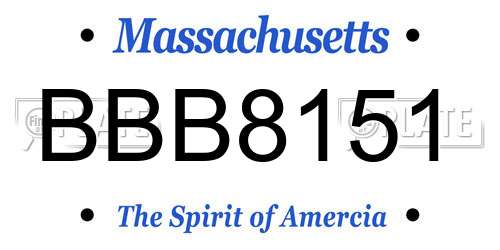 BBB8151 Massachusetts License Plate