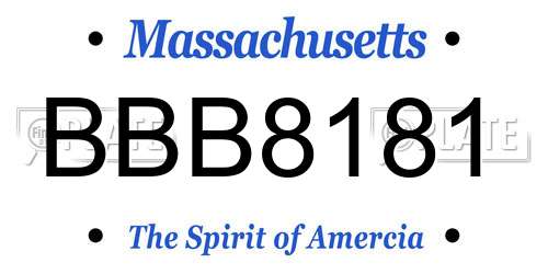 BBB8181 Massachusetts License Plate