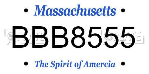 BBB8555 Massachusetts License Plate